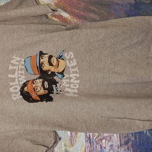 Gray Graphic Hoodie with Colorful Print